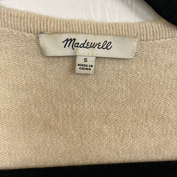 Madewell Kent Wool Alpaca Cardigan Sweater Coziest Yarn Heather Quinoa Small - Picture 7 of 11